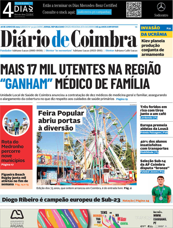 Capa Dirio de Coimbra - 2025-06-28