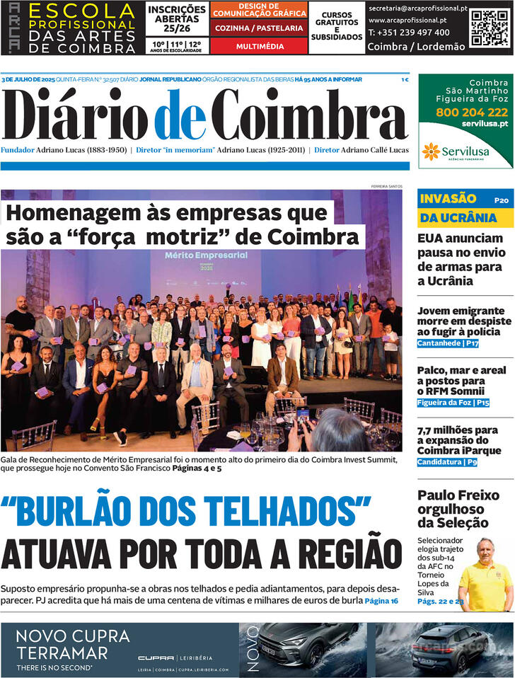 Capa Dirio de Coimbra - 2025-07-03