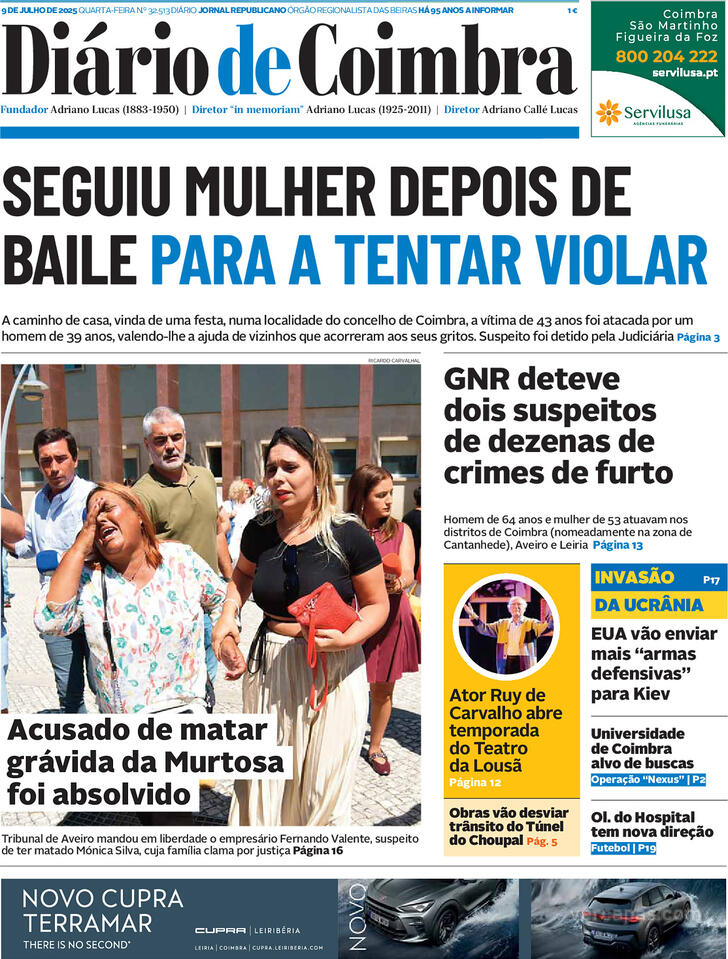 Capa Dirio de Coimbra - 2025-07-09