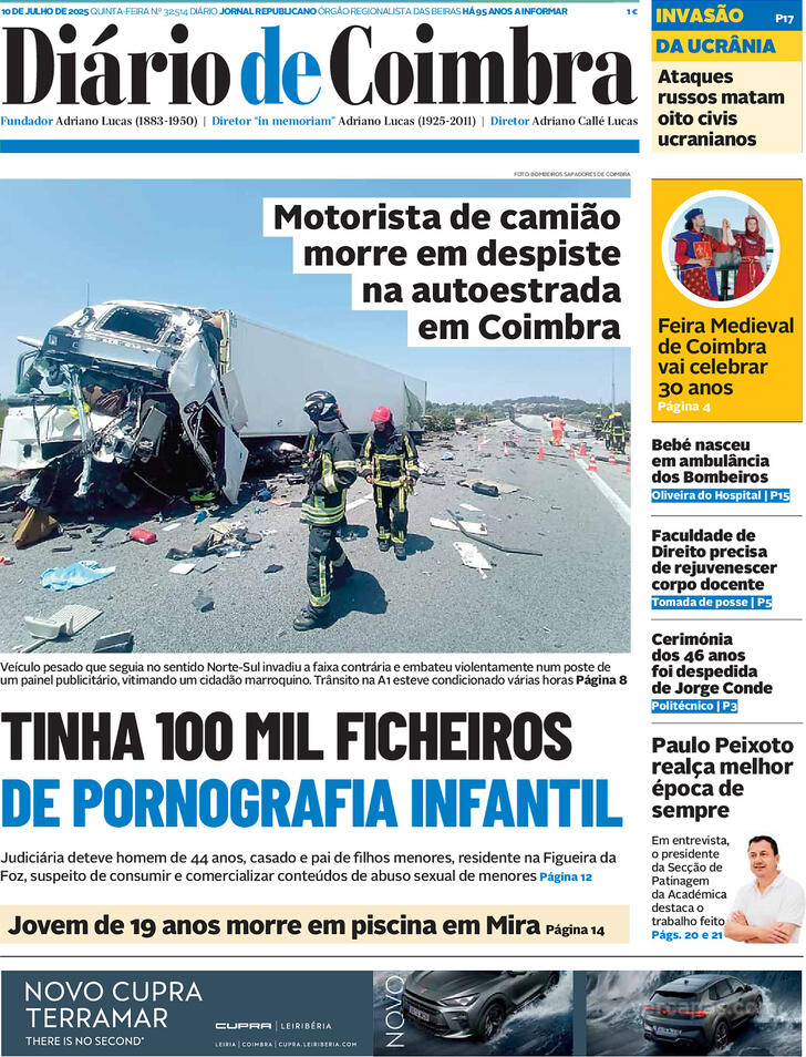Capa Dirio de Coimbra - 2025-07-10