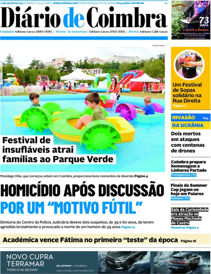 Capa Dirio de Coimbra - 2025-07-13
