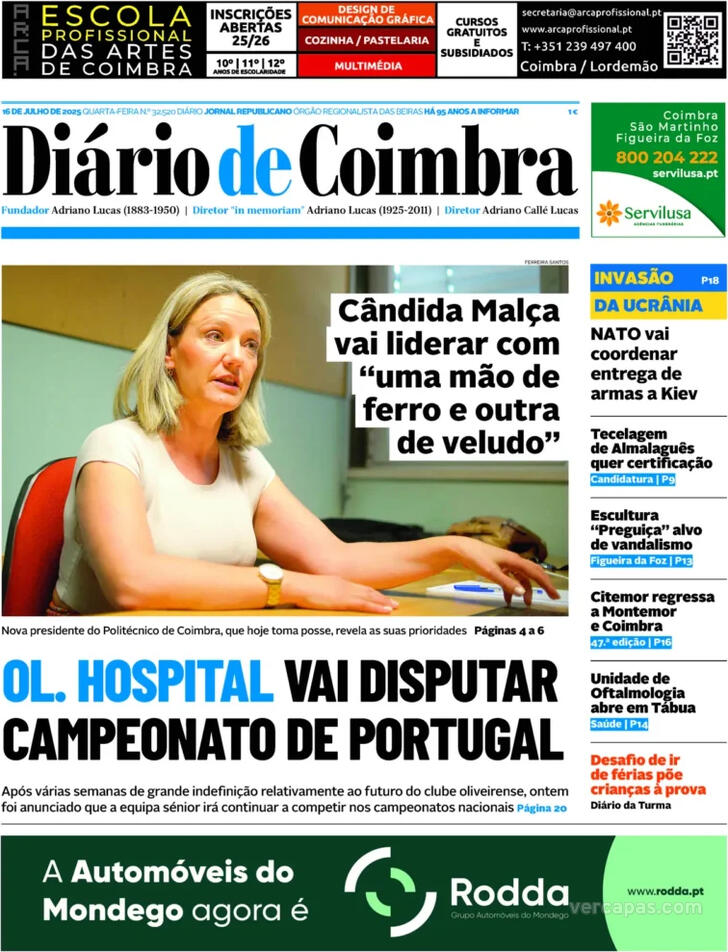 Capa Dirio de Coimbra - 2025-07-16