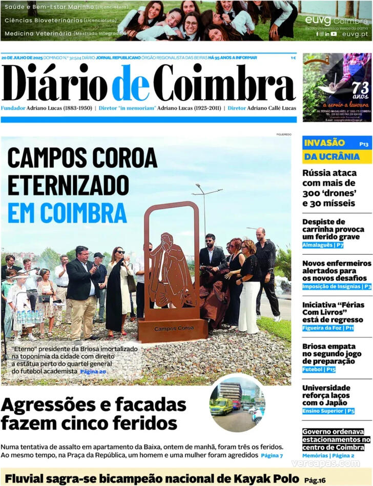 Capa Dirio de Coimbra - 2025-07-20