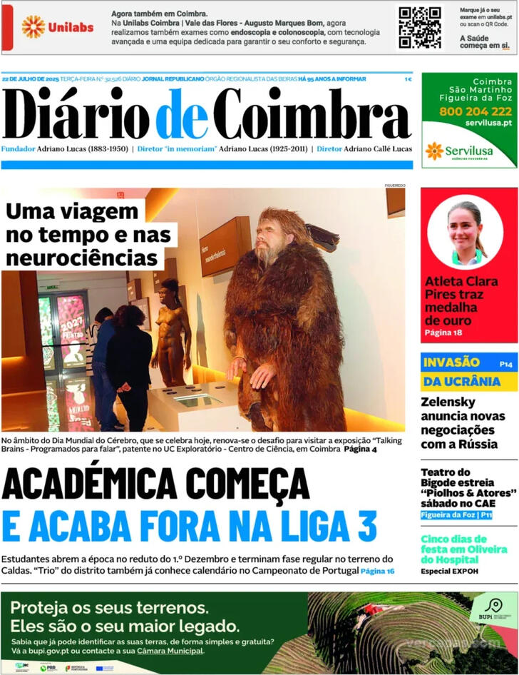 Capa Dirio de Coimbra - 2025-07-22