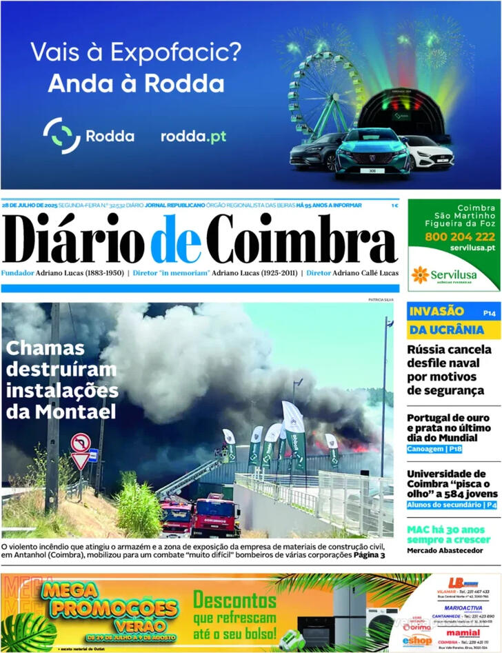 Capa Dirio de Coimbra - 2025-07-28