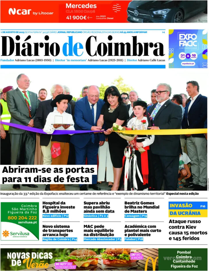 Capa Dirio de Coimbra - 2025-08-01