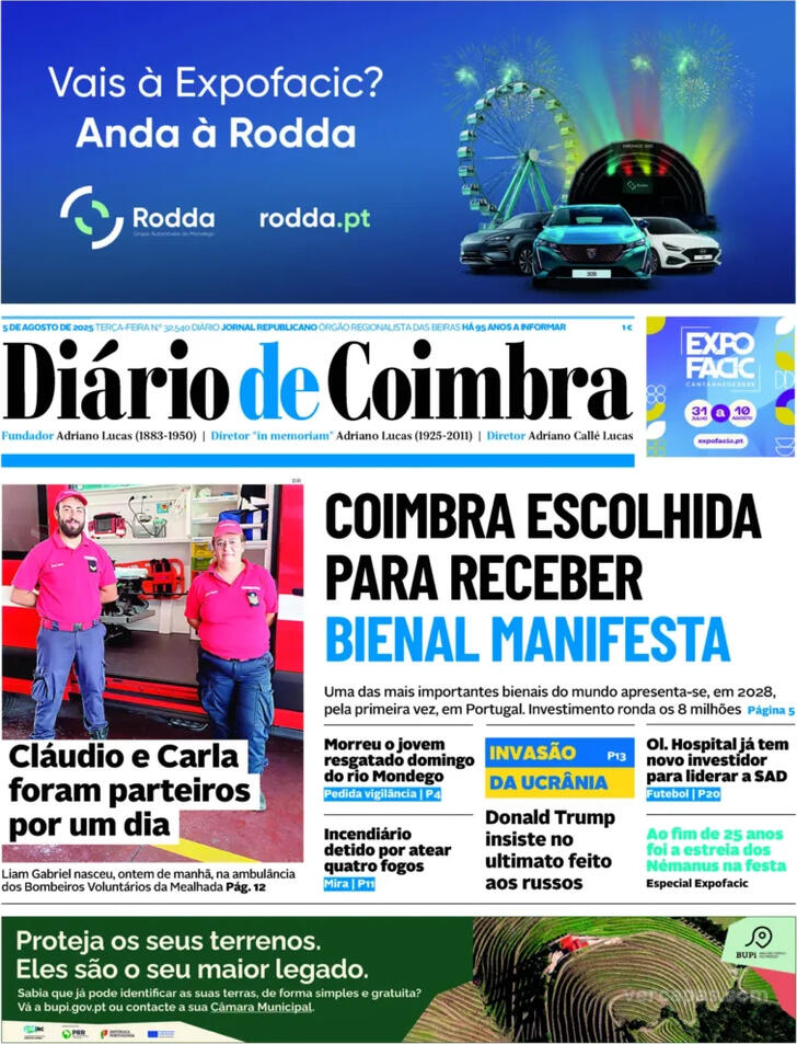 Capa Dirio de Coimbra - 2025-08-05