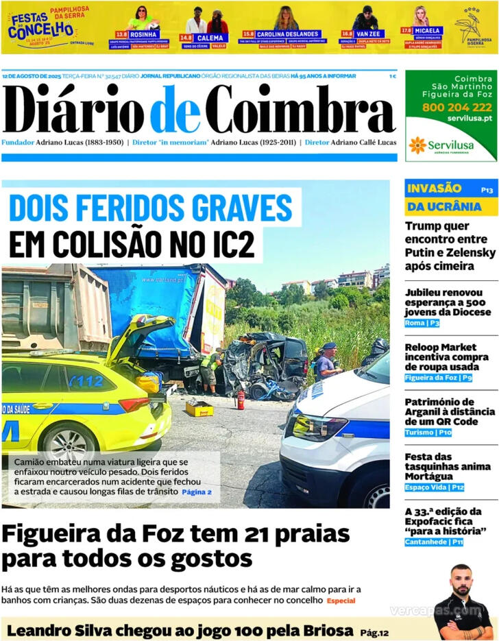 Capa Dirio de Coimbra - 2025-08-12