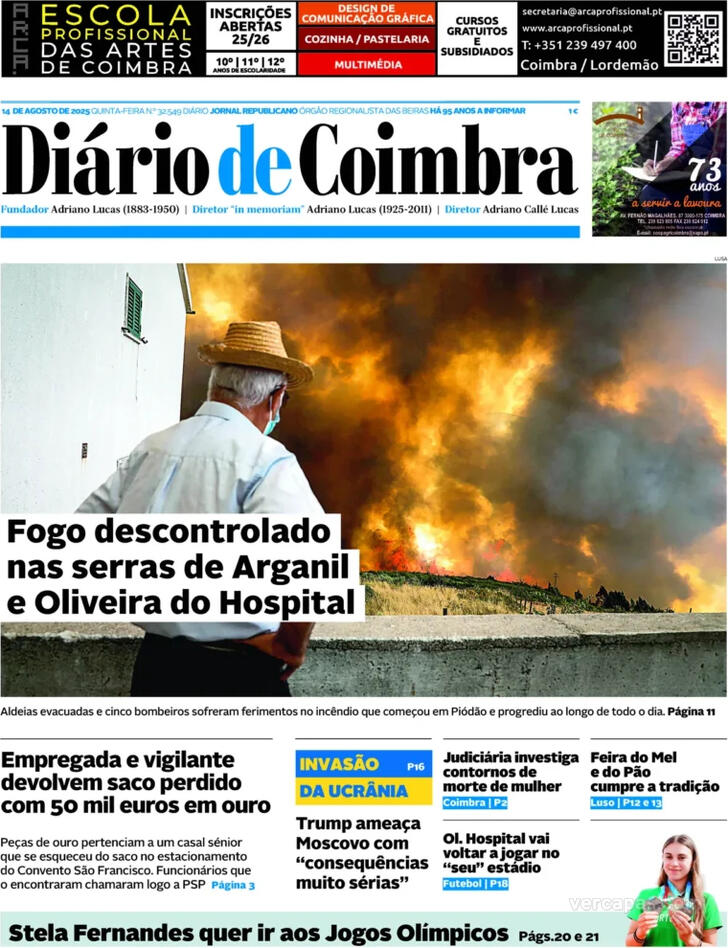 Capa Dirio de Coimbra - 2025-08-14