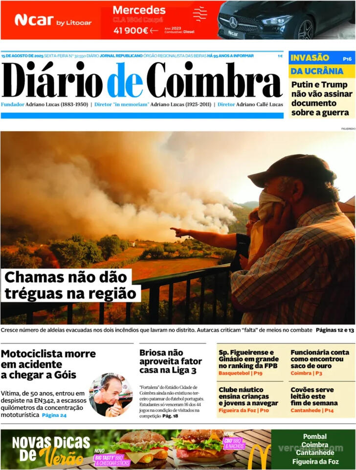 Capa Dirio de Coimbra - 2025-08-15