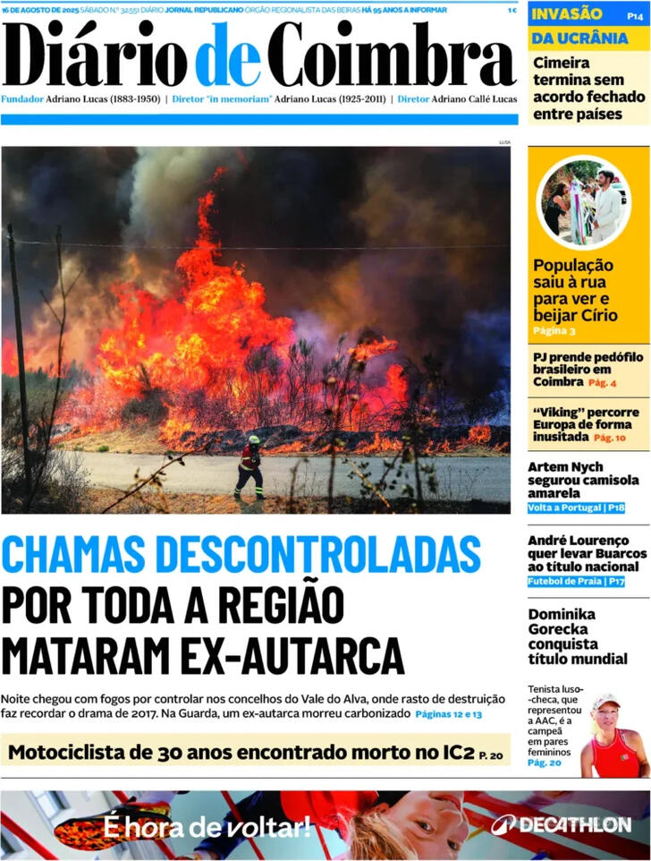 Capa Dirio de Coimbra - 2025-08-16