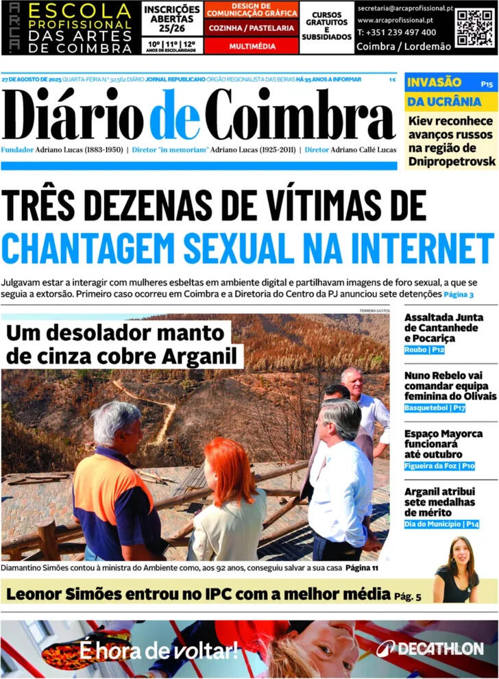 Capa Dirio de Coimbra - 2025-08-27