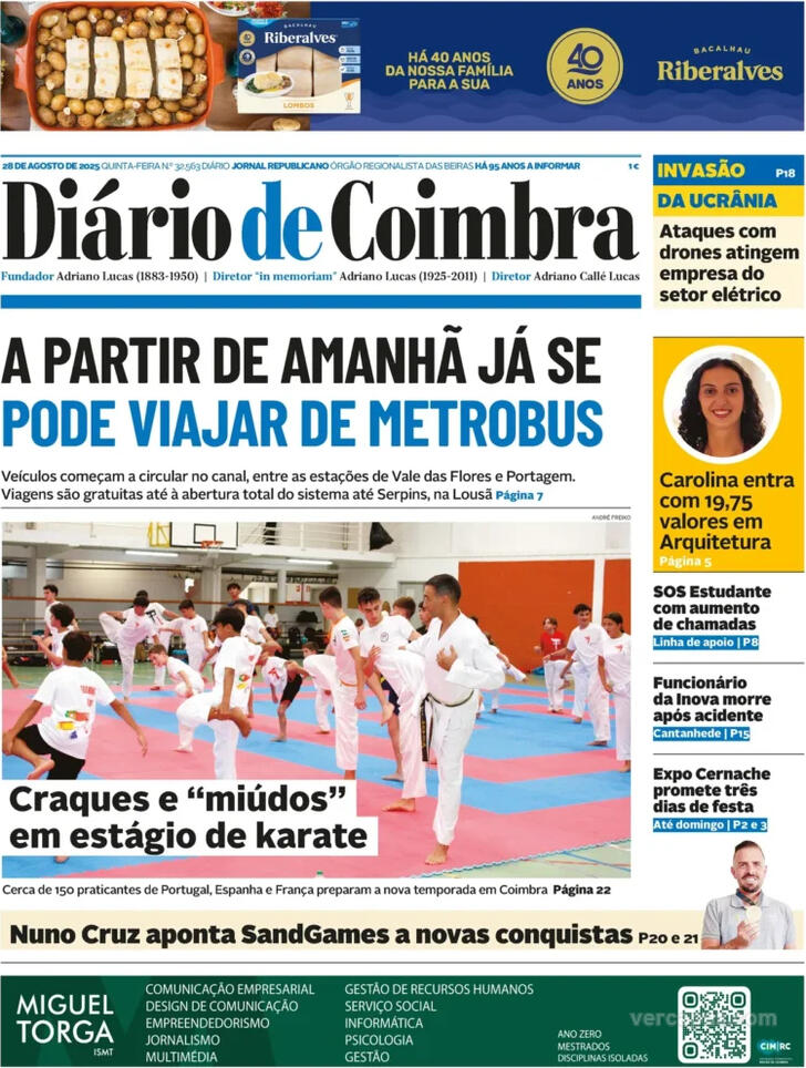 Capa Dirio de Coimbra - 2025-08-28