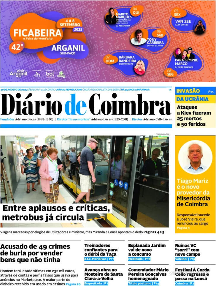 Capa Dirio de Coimbra - 2025-08-30