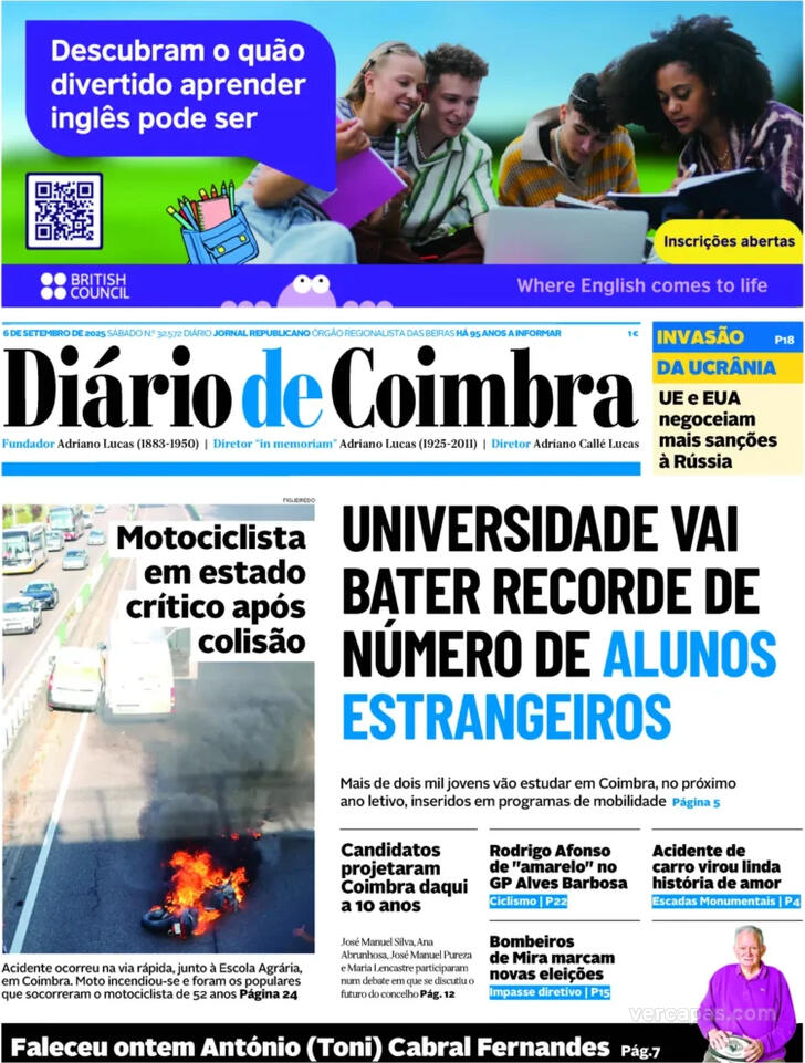 Capa Dirio de Coimbra - 2025-09-06