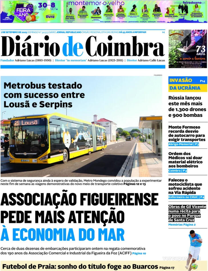 Capa Dirio de Coimbra - 2025-09-07