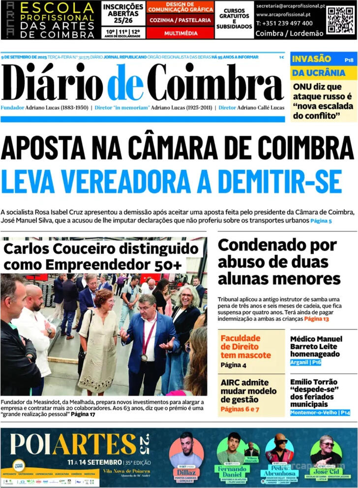 Capa Dirio de Coimbra - 2025-09-09