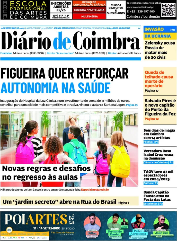 Capa Dirio de Coimbra - 2025-09-10