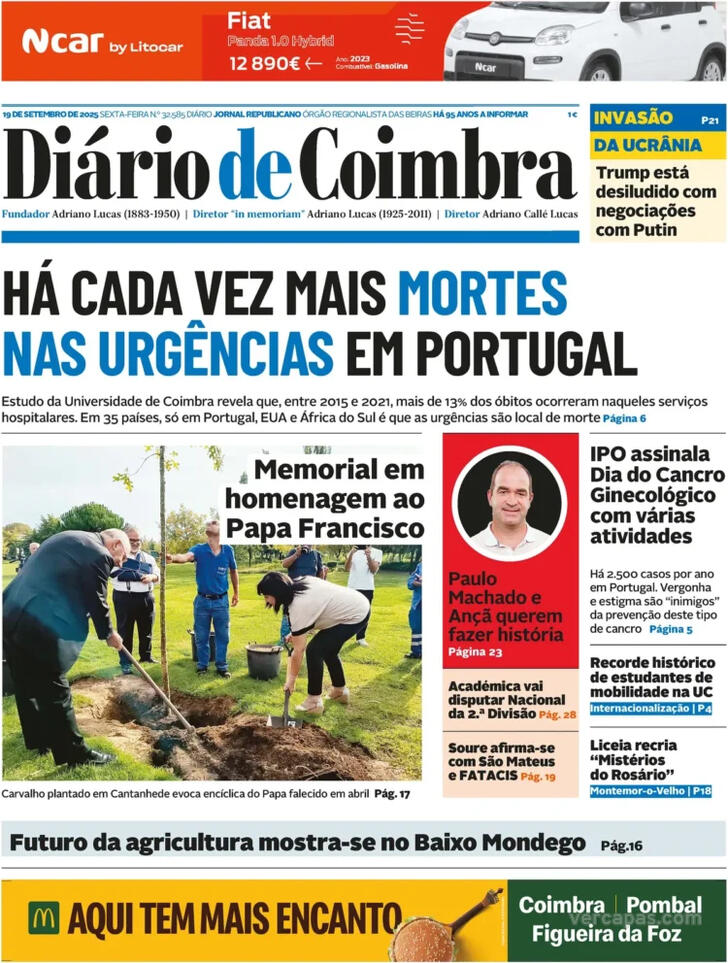 Capa Dirio de Coimbra - 2025-09-19