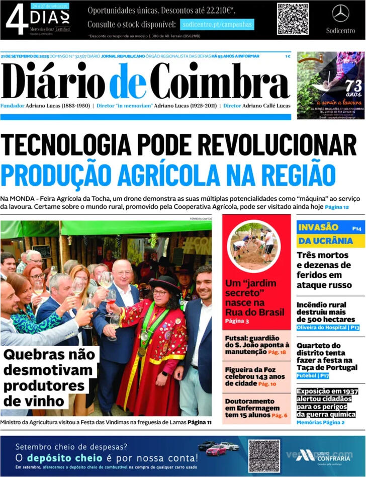 Capa Dirio de Coimbra - 2025-09-21