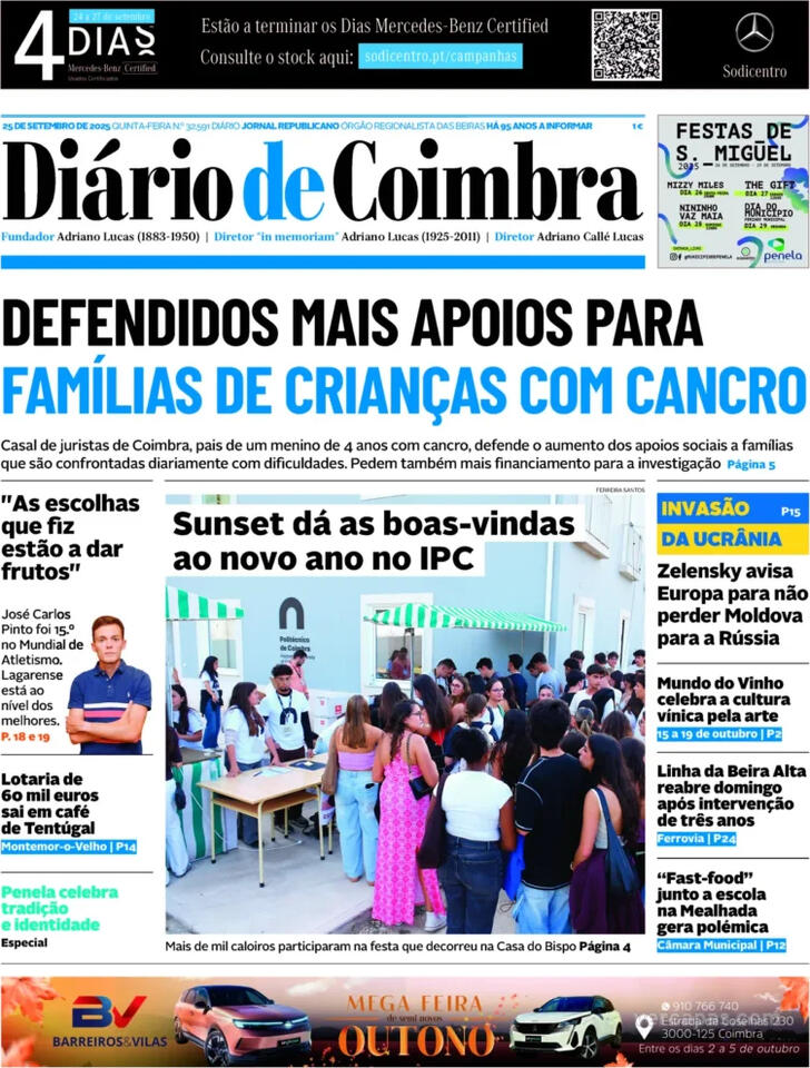 Capa Dirio de Coimbra - 2025-09-25