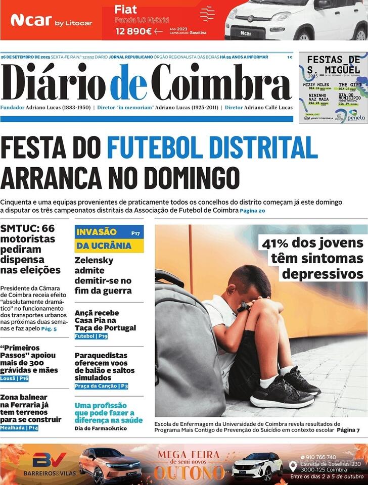 Capa Dirio de Coimbra - 2025-09-26
