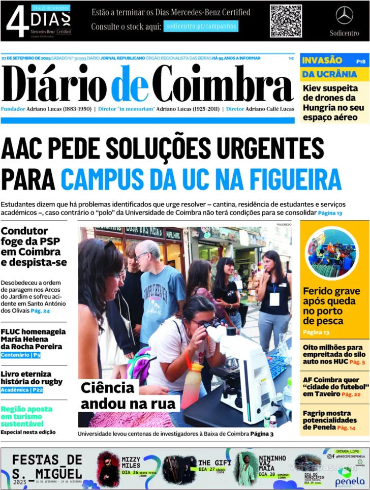 Capa Dirio de Coimbra - 2025-09-27