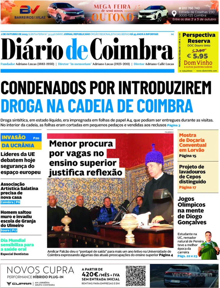 Capa Dirio de Coimbra - 2025-10-02