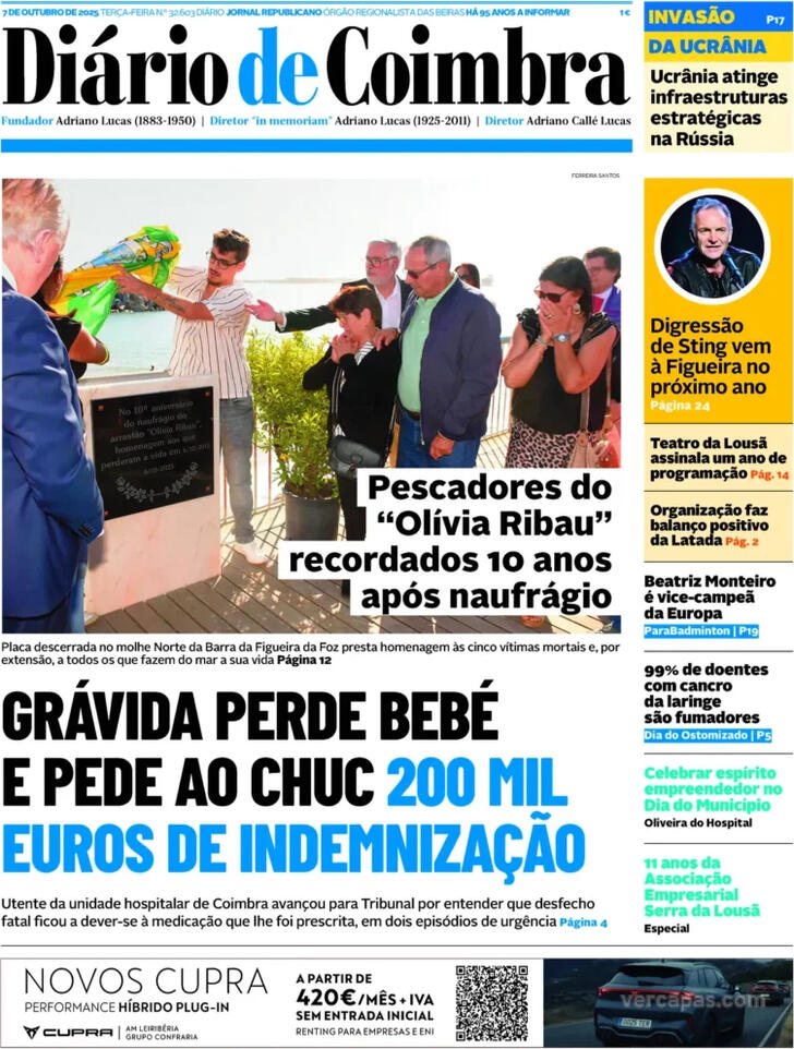Capa Dirio de Coimbra - 2025-10-07