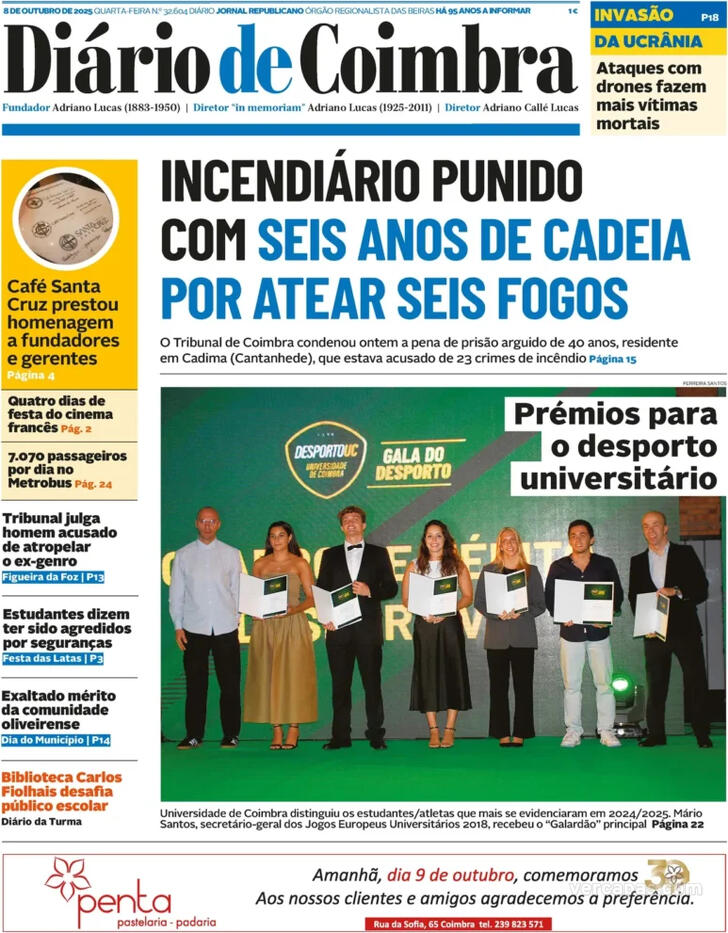 Capa Dirio de Coimbra - 2025-10-08