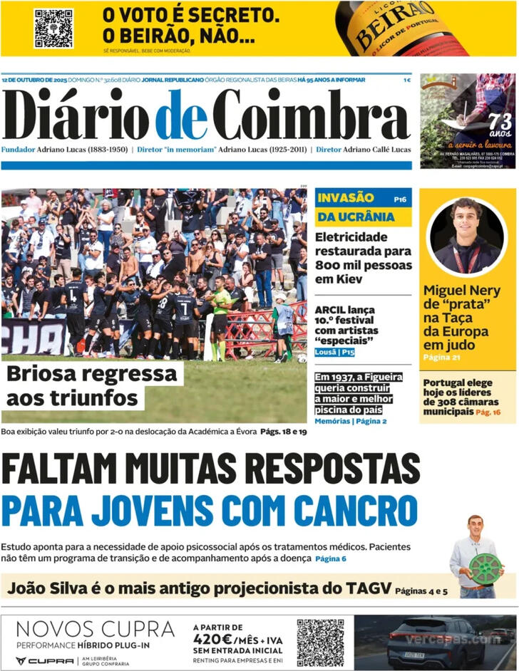 Capa Dirio de Coimbra - 2025-10-12
