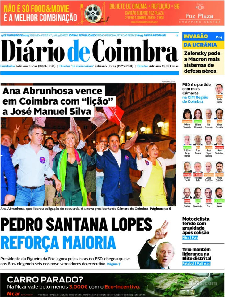 Capa Dirio de Coimbra - 2025-10-13