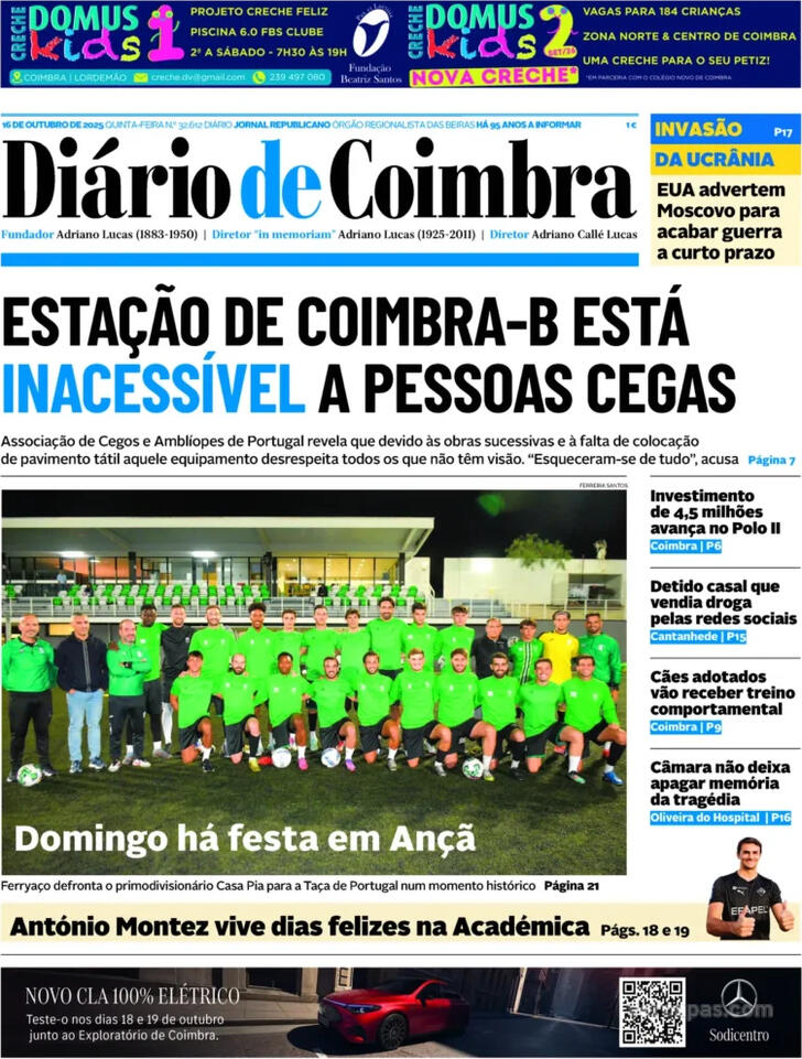 Capa Dirio de Coimbra - 2025-10-16