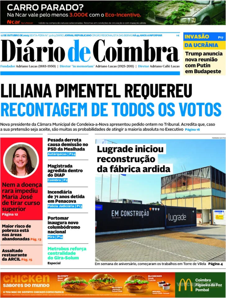 Capa Dirio de Coimbra - 2025-10-17