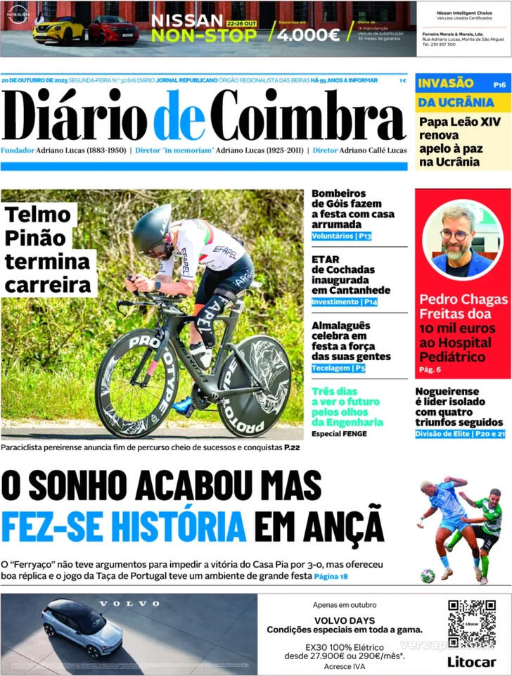 Capa Dirio de Coimbra - 2025-10-20