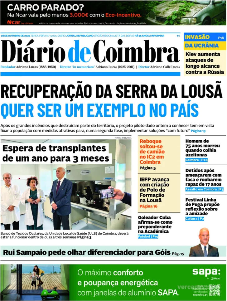 Capa Di�rio de Coimbra - 2025-10-28
