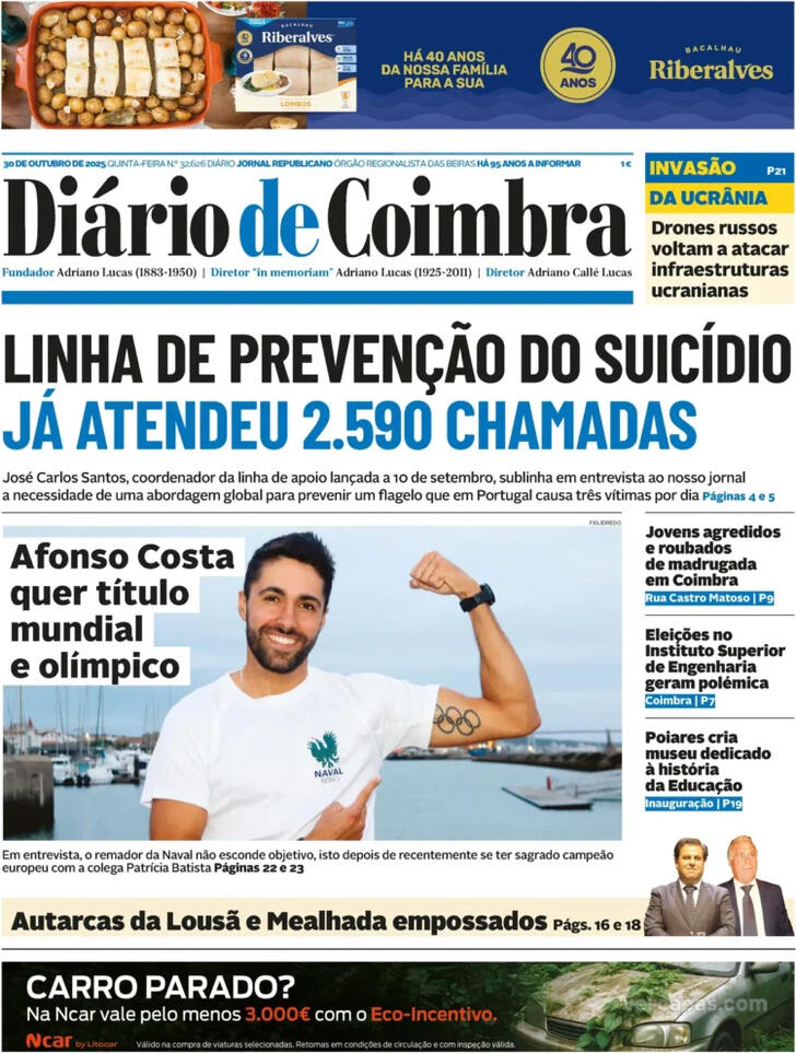 Capa Di�rio de Coimbra - 2025-10-30