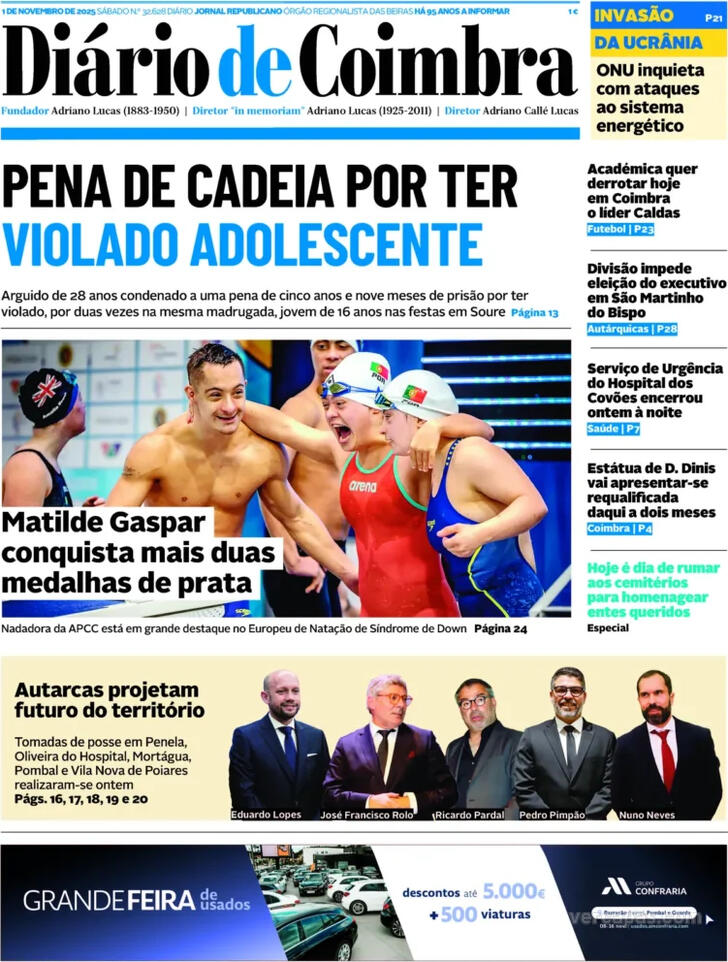 Capa Di�rio de Coimbra - 2025-11-01