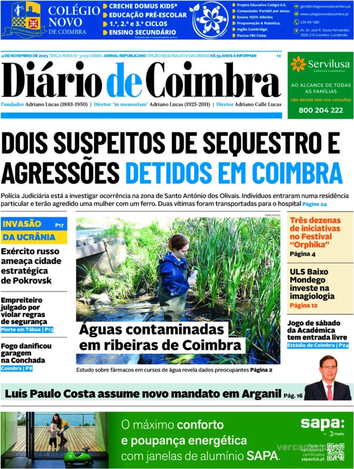 Capa Di�rio de Coimbra - 2025-11-04
