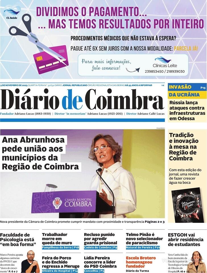 Capa Di�rio de Coimbra - 2025-11-05