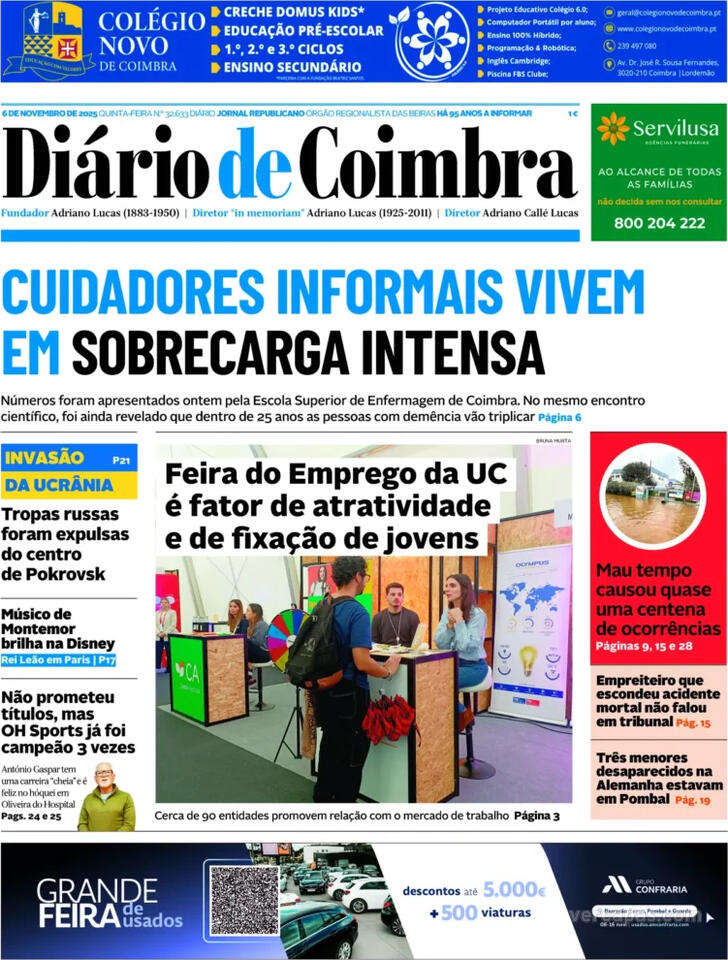 Capa Di�rio de Coimbra - 2025-11-06