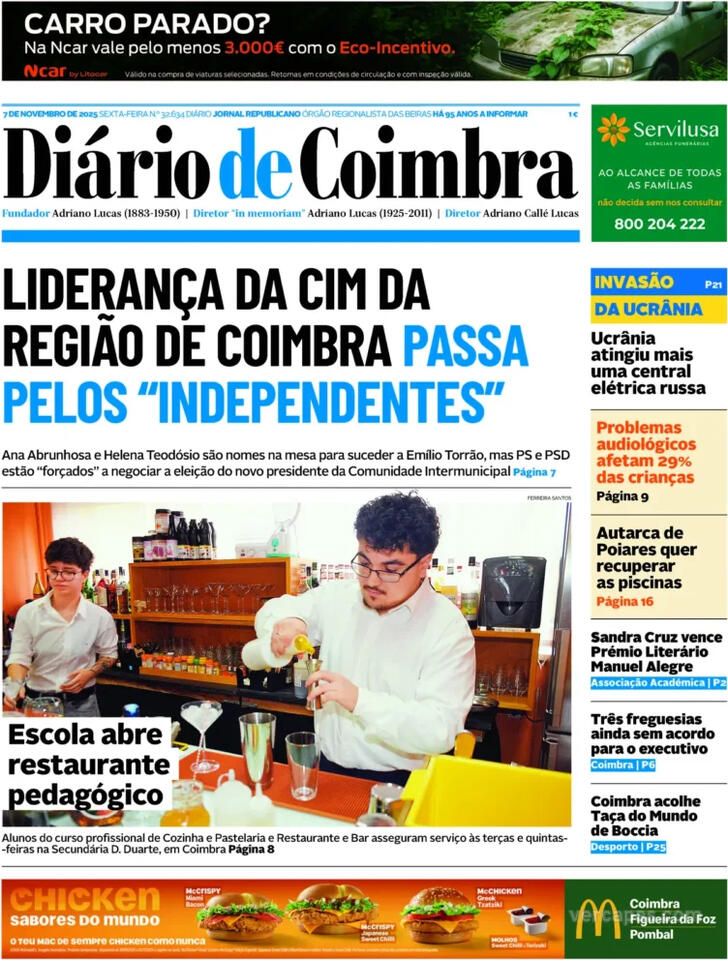 Capa Di�rio de Coimbra - 2025-11-07