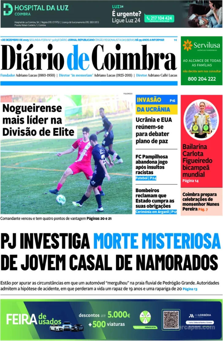 Capa Di�rio de Coimbra - 2025-12-01