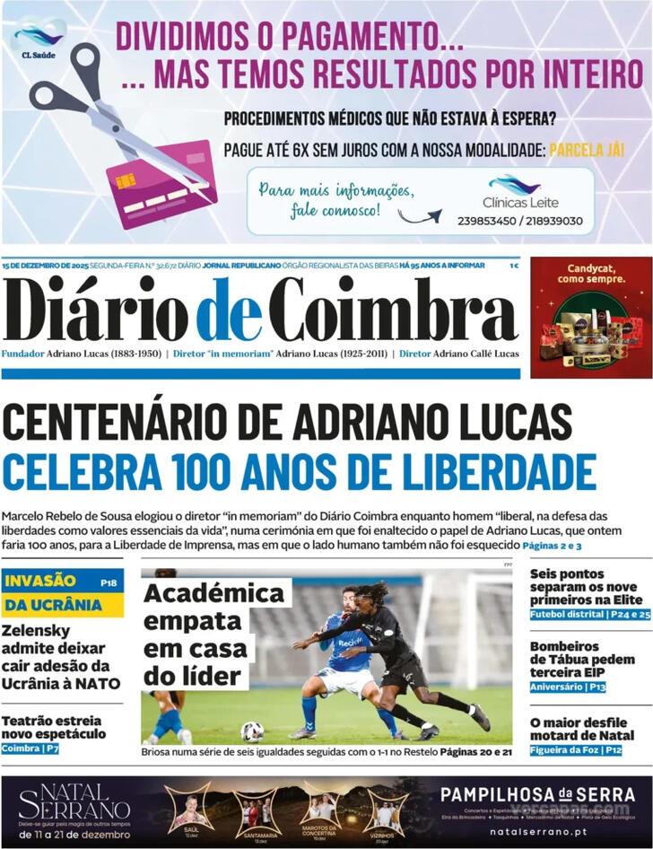 Capa Di�rio de Coimbra - 2025-12-15