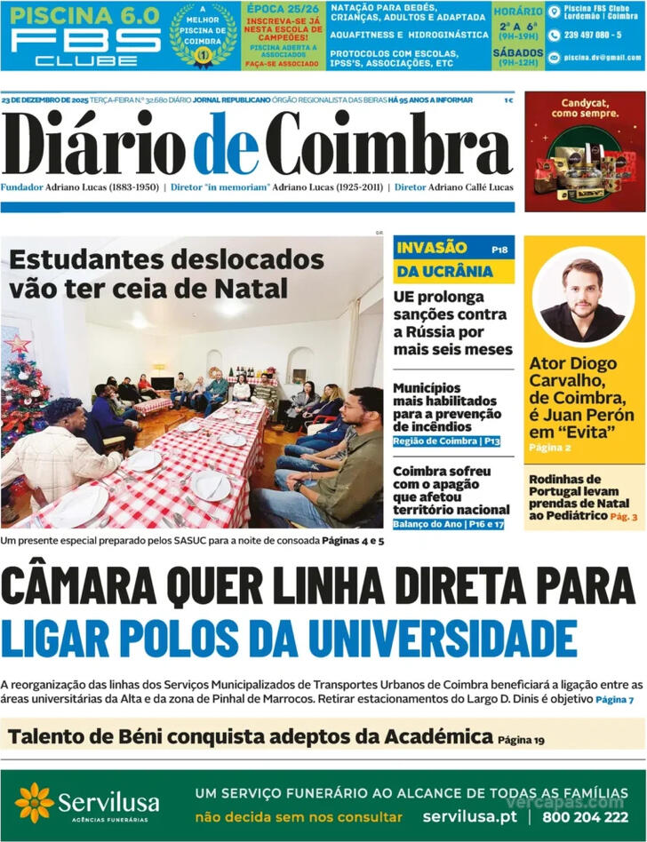 Capa Di�rio de Coimbra - 2025-12-23
