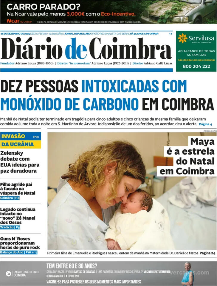 Capa Di�rio de Coimbra - 2025-12-26