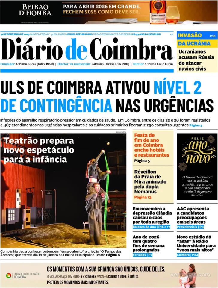 Capa Di�rio de Coimbra - 2025-12-31