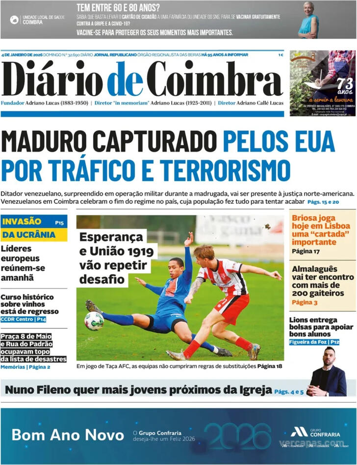 Capa Di�rio de Coimbra - 2026-01-04