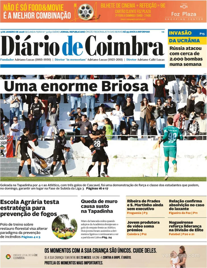 Capa Di�rio de Coimbra - 2026-01-05