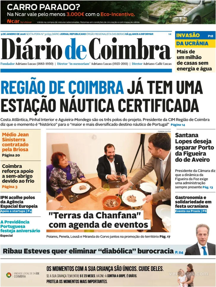Capa Di�rio de Coimbra - 2026-01-09